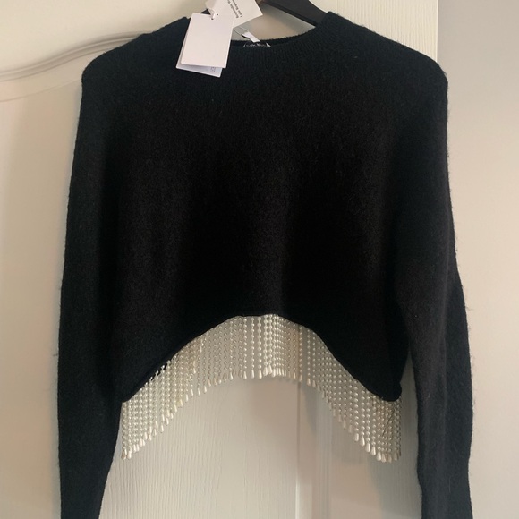 NWT & Other Stories Black Sweater with Pearl fringe - Picture 6 of 6